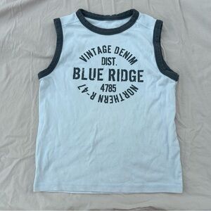 Vintage Denim Blue Ridge White & Navy Tank Top, Y2K Baby Tee Crop Top Streetwear